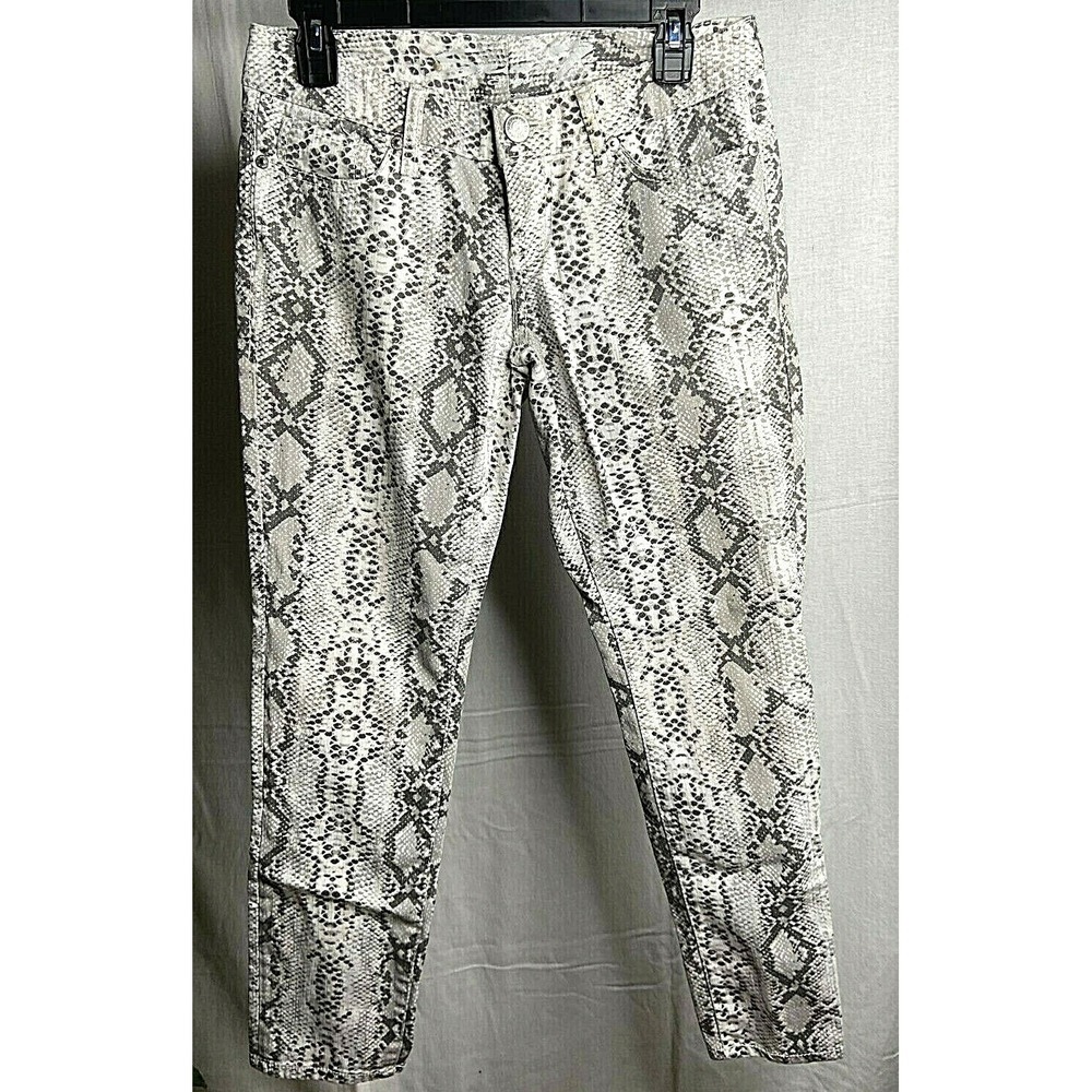 Seven7 Womens Skinny Jeans Size 27 Gray White Snake Skin Print Stretch
